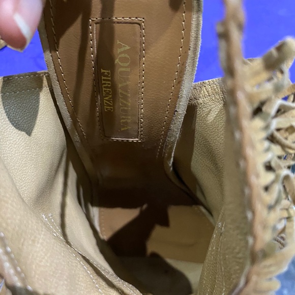 AQUAZZURA FIRENZE SO POCAHONTAS SANDAL CAPPUCCINO - Picture 7 of 10